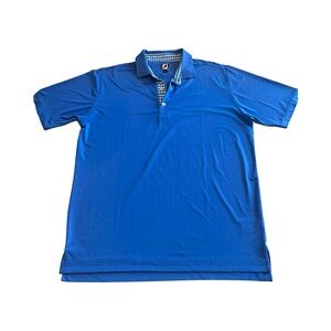 FootJoy‎ Men's XL Blue Checkered Collar Performance Polo Golf